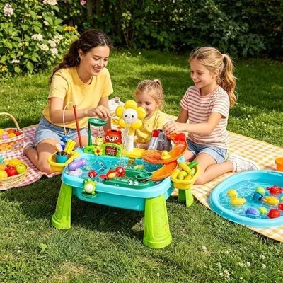 Produktbild von Wassertisch für sensorisches und spielerisches Lernen mit Küchenspüle, für Mädchen und Jungen im Innen- und Außenbereich, für Haus, Garten, Terrasse, Pool, Vorschule und Park