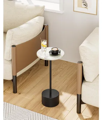 Produktbild von Beistelltisch rund mit Marmormuster 27x27x61 cm Weiß/Schwarz