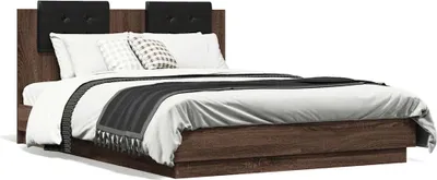 Produktbild von vidaXL Bettgestell mit Kopfteil Braun Eichen-Optik 120x190 cm