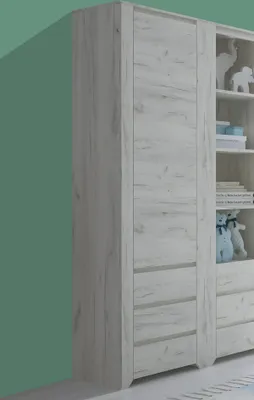 Produktbild von Stauraumschrank Schrank 1-türig mit Schubladen Breite 56cm weißeiche