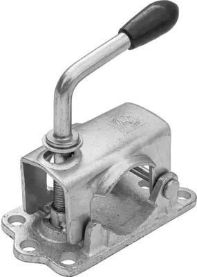 Produktbild von WINTERHOFF Stützradklemme KLE48-G aus Gusseisen, 48 mm, 250 kg, Lochbild 105x50 mm, Hebelgriff, für Stützrad an Deichsel, PKW-Anhänger