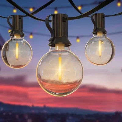 Immagine prodotto di Cavo luminoso impermeabile da 15 m con lampadine G40 per giardino ed esterni