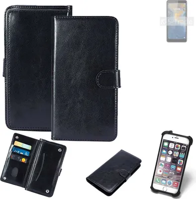 Produktbild von K-S-Trade 360° Hülle kompatibel mit ZTE Blade A31 schwarz Kunstleder Case BookCase WalletCase Kunstlederederhülle Handyhülle, Rundumschutz Bumper