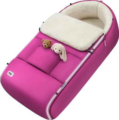 Obrázek produktu pro MONZANA® fusak do kočárku a buggy – měkký zimní fusak pro miminko, s reflexními prvky, zipem a 3-/5bodovým bezpečnostním pásem – pratelný, voděodolný, růžový