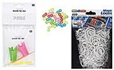 Immagine prodotto di Set di elastici + 50 chiusure Loom, uncinetto S multicolore + 600 elastici Magic Loom, colore bianco