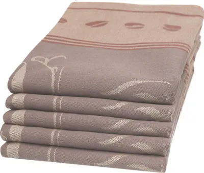 Produktbild von 5er Set Geschirrtücher, 50x70 cm, 100% Baumwolle, Kaffee Motiv, braun beige