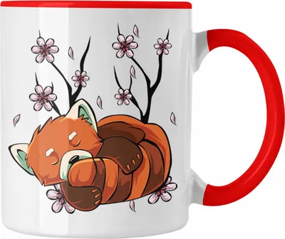 Produktbild von Trendation - Lustige Roter Panda Tasse - Ein süßes Geschenk für Panda-Liebhaber (Rot)