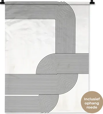 Produktbild von MuchoWow® Wandteppich Wandbehang Abstrakt - Schwarz - Weiß 60x80 cm Tapisserie Dekoration Wandtuch - Decke - Wandtücher - Wohne