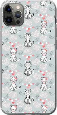 Produktbild von MuchoWow® Handyhülle Schutzhülle Hülle für Telefoonhoesje iPhone 12 Pro Max Muster - Katze - Herz - Mädchen - Kinder - Mädchen Silikon Softcase Handy Hülle - Hartschale
