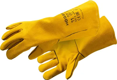 Obrázek produktu pro Högert Technik Svářečské rukavice KANDEL, kožené pracovní rukavice, žáruvzdorné, zesílené, Polyamidové švy, ochrana pro svářeče, žluté, velikost 10