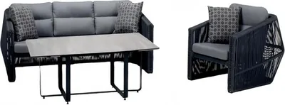 Produktbild von Rattanmöbel Garnitur Loungemöbel Terrassenmöbel Gartenlounge Balkonmöbel 3tlg