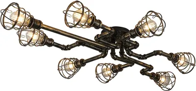 Stropní lampa z vodovodního potrubí 8 světelných lustrů závěsné světlo retro industriální lampa průmyslový design vintage kavárna bar pro obývací pokoj ložnice balkon bar