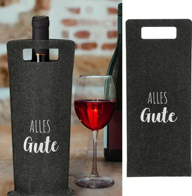 Produktbild von Flaschentasche "Alles Gute" Filz Tragegriff Geschenkverpackung Flaschentasche Filztasche