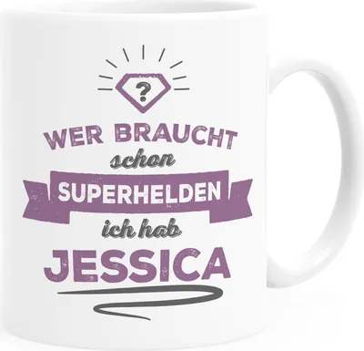 Produktbild von Kaffeetasse personalisierbar Spruch Wer braucht schon Superhelden. Ich hab und Wunsch-Name anpassbare Namenstasse SpecialMe® weiß Keramik-Tasse