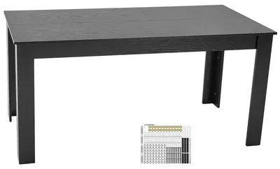 Image de Table rectangulaire pour salle à manger ou cuisine, en bois (160 cm / capacité de charge de 150 kg), pour 4 à 6 personnes