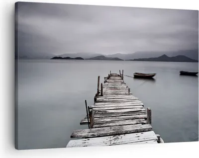Produktbild von Bild auf Leinwand - Leinwandbild - Brücke See - 70x50cm - Wand Bild - Wanddeko - Wandbilder - Leinwanddruck - Bilder - Kunstdruck - Wanddekoration - Leinwand bilder - Wandkunst - AA70x50-3547
