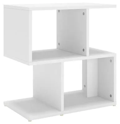 Zdjęcie produktu dla Nocny stolik drewniany - stolik pomocniczy do sypialni - 50x30x51,5 cm - z miejscem do przechowywania i półką - wszechstronny - biały