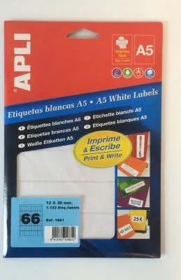Obrázek produktu pro APLI 1861, Bílá, Permanentní, 12 mm, 30 mm, 990 kusů