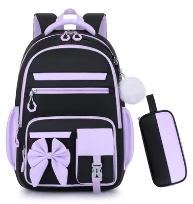 Produktbild von Schultasche Mädchen, schwarz-lila, Größe M, für die Schule