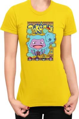 Zdjęcie produktu dla Koszulka Damska Japan Manga Anime Comics Pokemon 030, Lady S / Żółty