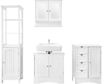 Obrázok produktu pre ML-Design 4-dielna súprava kúpeľňového nábytku, biela, z MDF