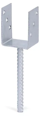 Produktbild von Alberts U-Pfostenträger | mit Betonanker aus Riffelstahl | feuerverzinkt | lichte Breite 81 mm | Länge Betonanker 200 mm