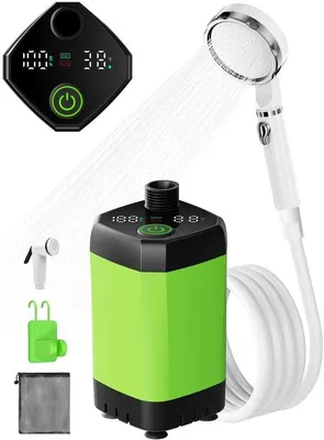 Obrázek produktu pro Přenosná kempingová sprcha s dobíjecí baterií a ukazatelem teploty pro venkovní použití