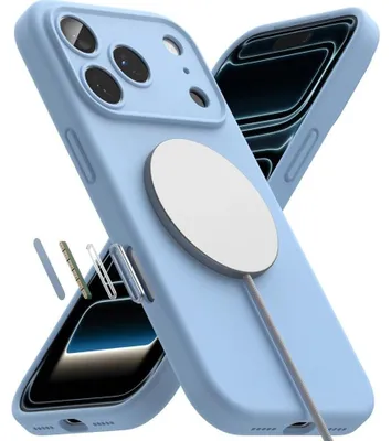 Obrázok produktu pre Puzdro na iPhone 18 Pro Max, značka Ringke, model Silicone CC Magnetic s technológiou MagSafe, farba: svetlomodrá