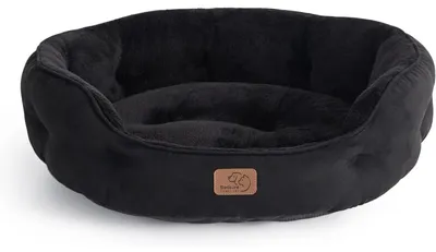 Produktbild von Katzenbett waschbar 51x48x15cm mit herausnehmbarem Kissen, rutschfest, für Katzen und kleine Hunde, Schwarz