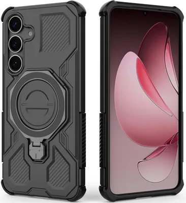 Produktbild von Robuste Handyhülle für Samsung Galaxy S25+ mit Ringhalter Ständer Stoßfest, Magnetisch, Dual-Layer Schutz Schwarz