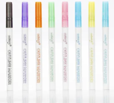 Immagine prodotto di Evidenziatore a doppia linea - 8 colori, punta in fibra da 1-3 mm, effetto sogno - Per journaling, poster e biglietti d'auguri