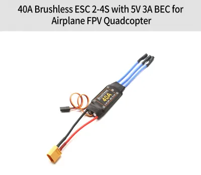 Produktbild von 40A Brushless ESC 2-4S Elektronischer Geschwindigkeitsregler XT60 Stecker mit 5V 3A BEC 3,5MM Bananenkopf fuer Flugzeug Flugzeug Hubschrauber Boot FPV F450 Mini Quadcopter
