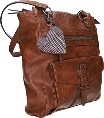 Produktbild von Rucksack aus Kunstleder Braun 27x30,5x8 cm (B x H x T) mit verstellbaren Schulterriemen und Reißverschluss