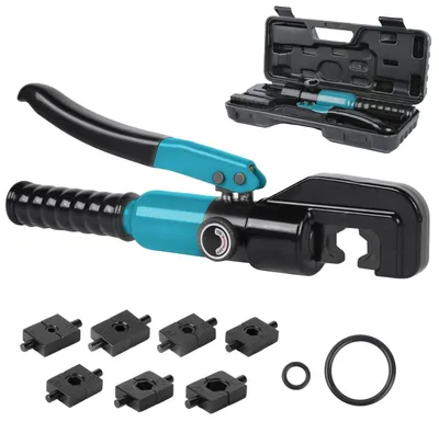 Obrázek produktu pro Hydraulické lisovací kleště, síla 8 tun, univerzální sady matric, modrá barva