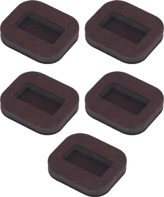 Imagen del producto de 5 unidades de protectores para ruedas de fieltro, rectangulares y cóncavos, para sillas de oficina, con almohadilla de fijación para ruedas, aptos para muebles y suelos de madera dura, color marrón