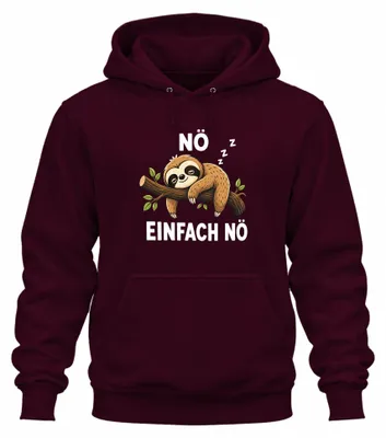 Produktbild von Nö Einfach Nö Faultier Schlafend Statement Sarkasmus Süß Hoodie Kapuzenpullover, Burgundy, L