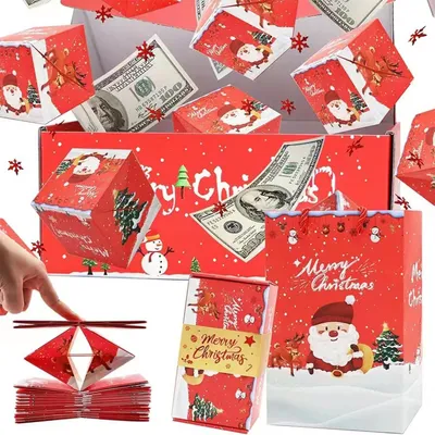Produktbild von ASKSA Explosive Pop-Up ueberraschungs-Geschenkbox, Neu Explosion Von ueberraschungsgeschenkboxen, Rot Weihnachts ueberraschung Box, ueberraschung Explosion Gift Box Pop Up (B-Rot,6 Pop-Up-Boxen)