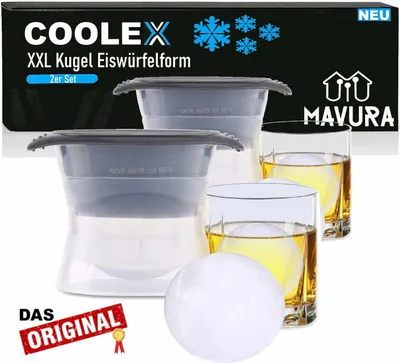 Immagine prodotto di COOLEX XXL stampo per cubetti di ghiaccio palle di ghiaccio cocktail whisky 6,5 cm [set di 2]