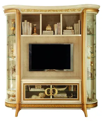 Image de Salle de séjour annexe Médias Mur Mur de télévision Armoire de télévision Mur de séjour baroque rococo