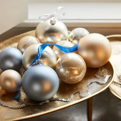 Produktbild von Weihnachtskugeln Glas 6cm mundgeblasen 6er Box - Perle glänzend