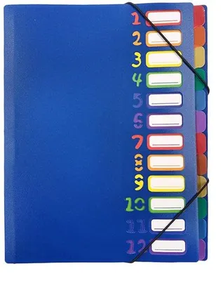 Produktbild von Büro-Organizer A4 12/20 Fächer Kunststoff-Wasserfester Ringband blauw