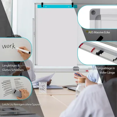 Zdjęcie produktu dla Tablica magnetyczna dwustronna na kółkach do zajęć w biurze i w domu
