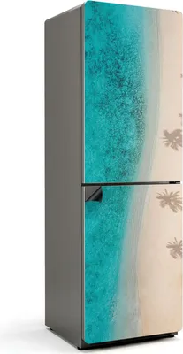 Produktbild von Strand mit Palmenschatten – Magnetische Kühlschrank Abdeckung – Dekorfolie magnetisch Küche – Kühlschrank Magnet Deko – selbstklebende Magnettafel – Magnetfolie für Kühlschranktür – 60x180 cm