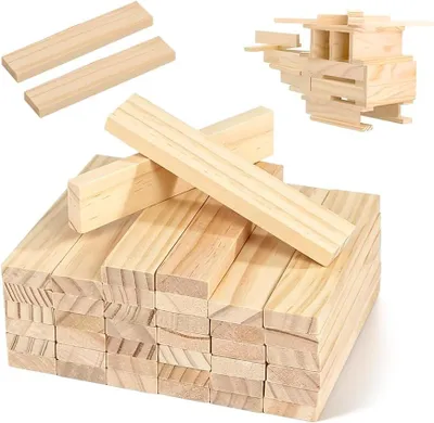Imagen del producto de Bloques de madera, 50 unidades, 11,2 x 2,2 x 0,8 cm, para manualidades