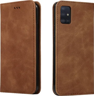 Produktbild von Mobigear Retro Slim  Samsung Galaxy A51 Hülle Klapphülle - Braun