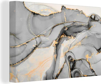 Obrázek produktu pro OneMillionCanvasses® - Obrazy na plátně - 140x90 cm, Mramor - Zlatá - Šedá, nástěnný tisk Nástěnná dekorace - Fotografie na plátně - Obraz na dřevěném rámu