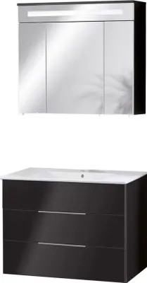 Produktbild von Fackelmann KARA Badmöbel Set 3-teilig, 80 cm, Anthrazit, Keramik, 2 Schubladen
