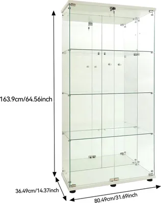 Produktbild von Vitrinenschrank - Glasvitrine - 4 Einlegeböden, 2 Türen, Kunststoffrahmen, Für Sammlerstücke/Bücher/Wein - Weiß