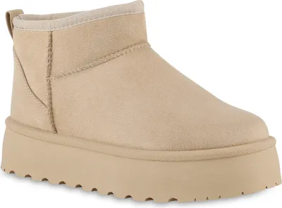 Produktbild von VAN HILL Damen Warm Gefüttert Winter Boots Stiefeletten Profil-Sohle Schuhe 841506, Farbe: Beige, Größe: 41