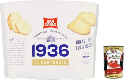 Produktbild von 12x San Carlo 1936 Il Cartoccio Patatine Kartoffelchips Chips 170g Packung + Italian Gourmet polpa 400g